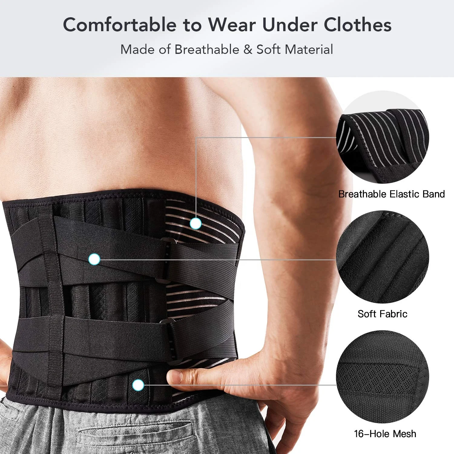 waist support Back Braces for Lower Back Pain Relief with 6 Stays Breathable Back Support Belt for Men Women for work OEM