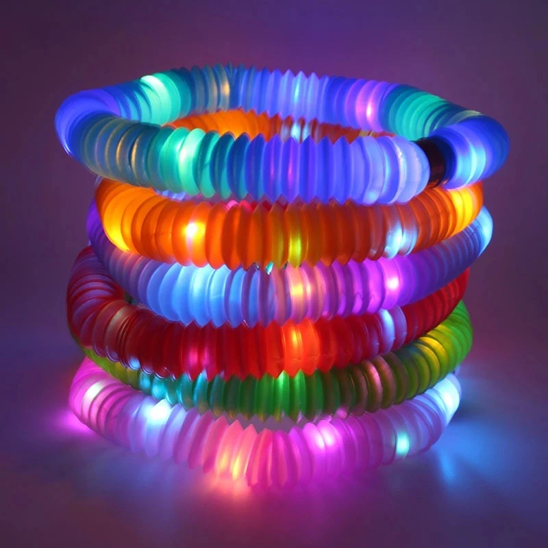 Hot Sale Funny Colorful DIY Plastic LED Fidget Magic Pop Tube Sensory Toys