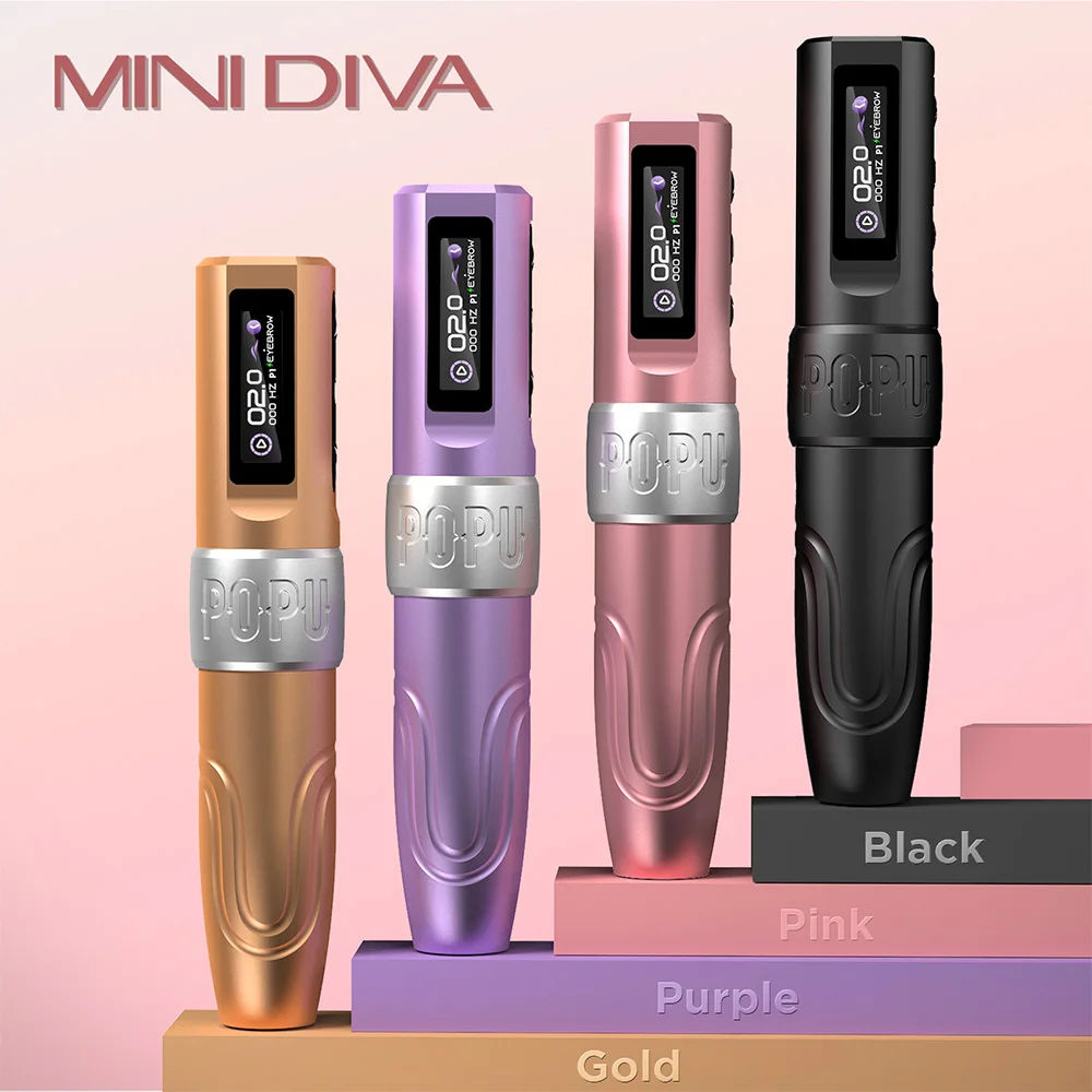 POPU Mini Diva Voltage 2V Kick-Start&Dot Mode Wireless Rotary Tattoo Machine Scar camouflage SMP PMU Permanent Makeup Machine