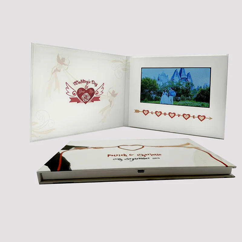 High quality video postcard digital wedding video book  luxury wedding invitations lcd screen video brochure for gift