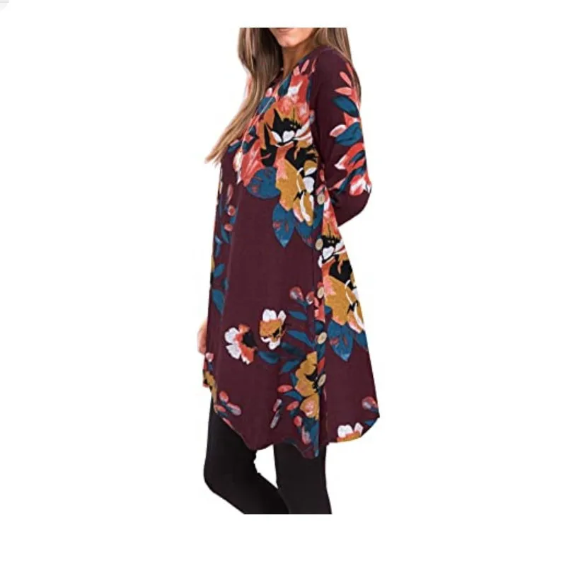 
Wholesale New Fashion Women Girls Color Stripe Long Sleeve A-line Brand Dresses Women Casual Loose Midi Custom Dress 