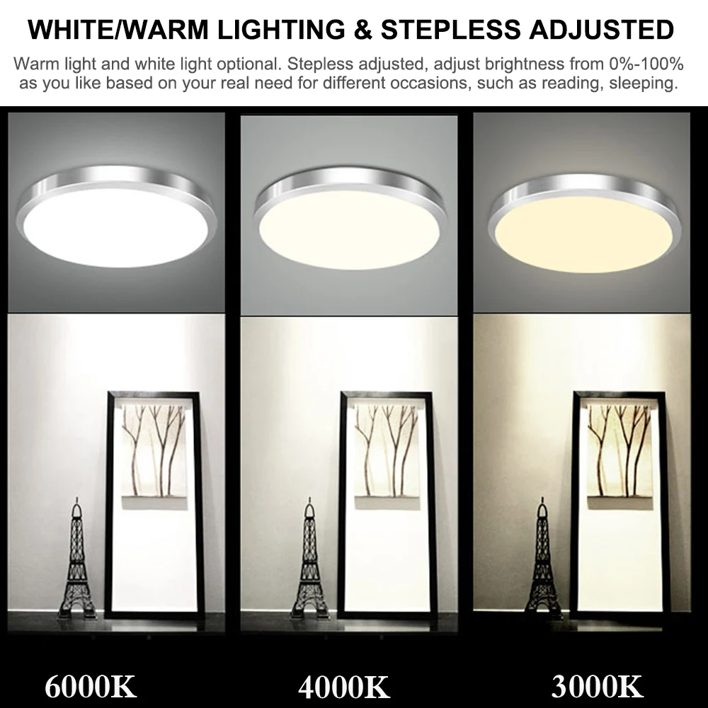 
Intelligent Dimmable CCT Adjustable Lamp Tuya Wifi Amazon Alexa Google Home Smart Phone Voice Control Modern LED Ceiling Light 