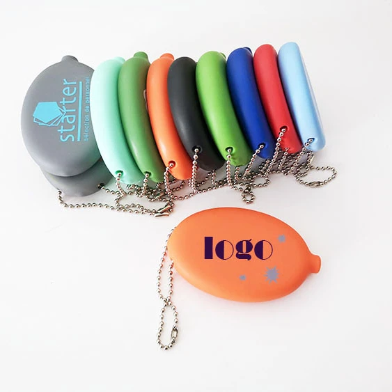 Custom logo fashion rubber squeeze coin purse holder silicone Coin case promotion change for keys and