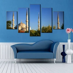 Растягивающаяся художественная абстрактная 5 панелей Современная индивидуальная печать исламский скандинавский Декор поп украшение масляная живопись холст