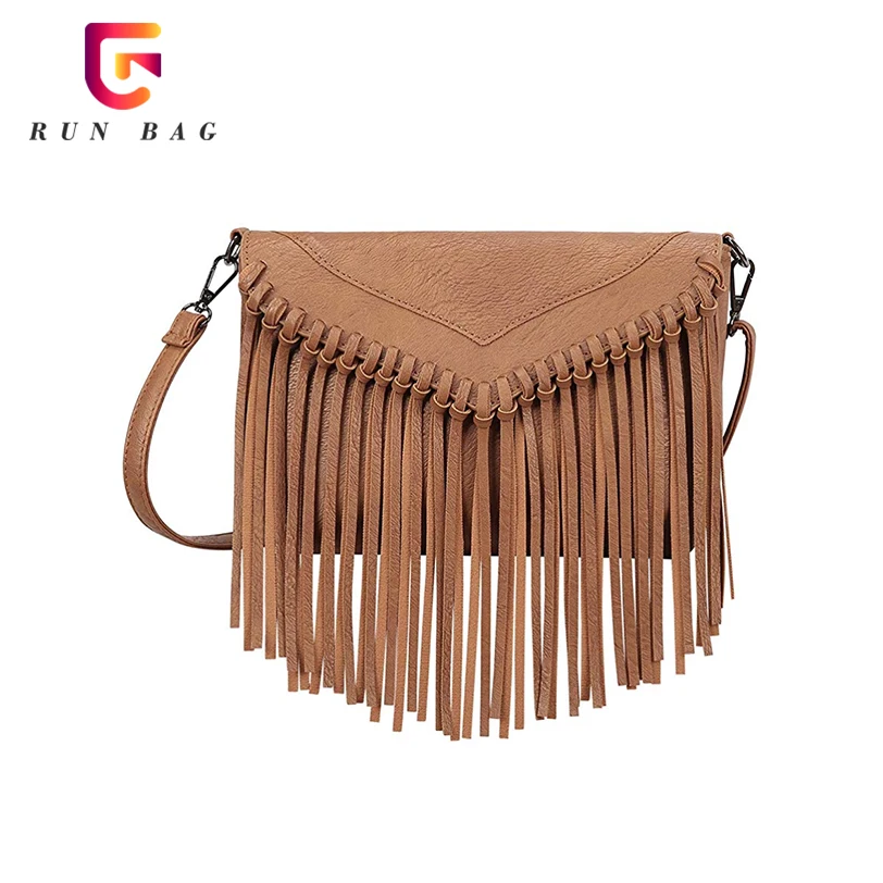 PU Leather Hobo Fringe Crossbody Purse Vintage Small Handbag Tassel Bag For Women