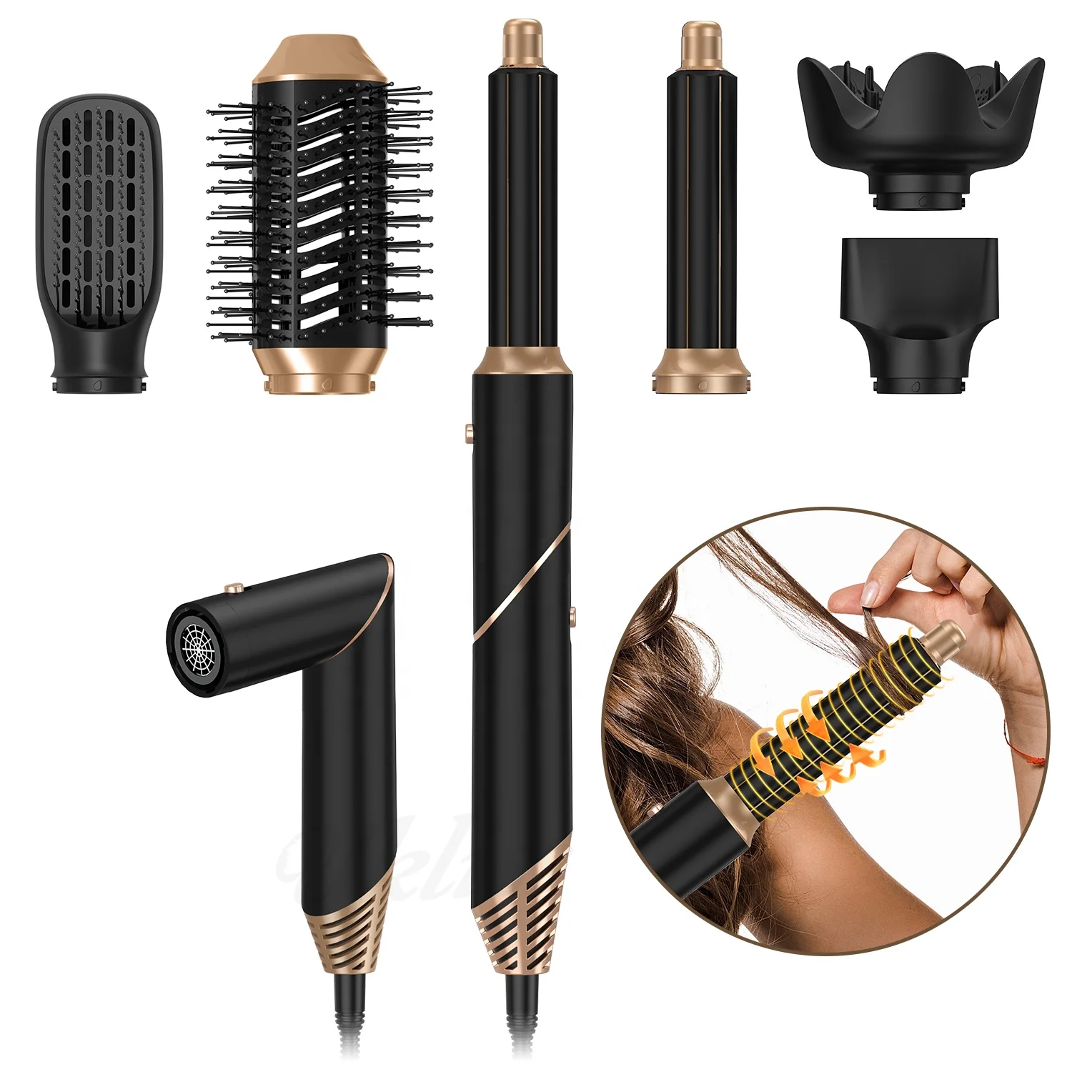 Hot Comb Heatless Hair Curler Hot Air Dryer Brush Hair Straightener Comb Curler 6 In 1 Hair Styler For Women