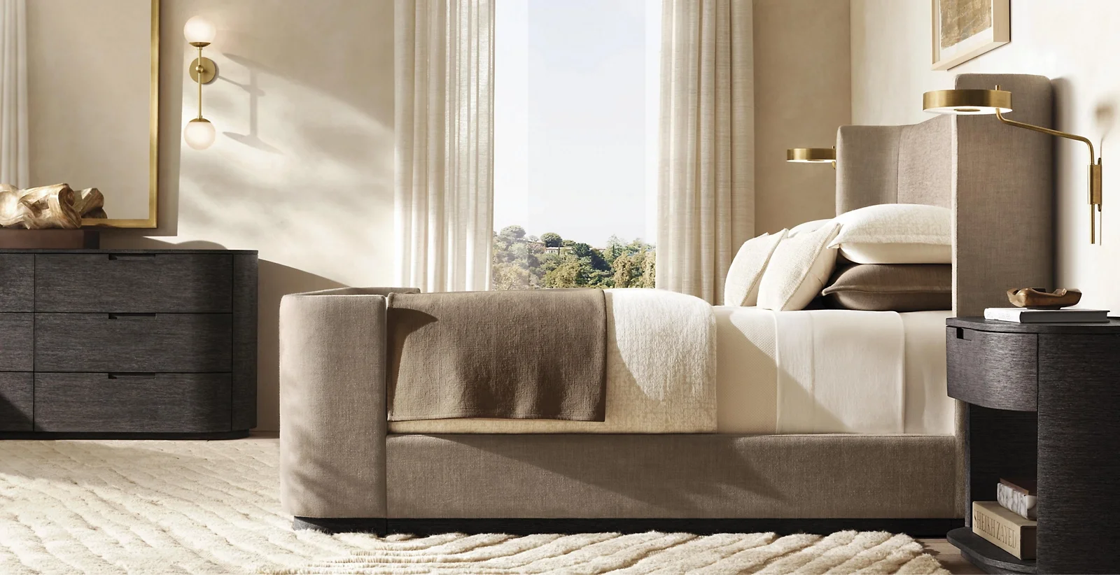 Modern Luxury King Size Bedroom Indoor Furniture Solid Wood Frame Foot Board Fabric Beds