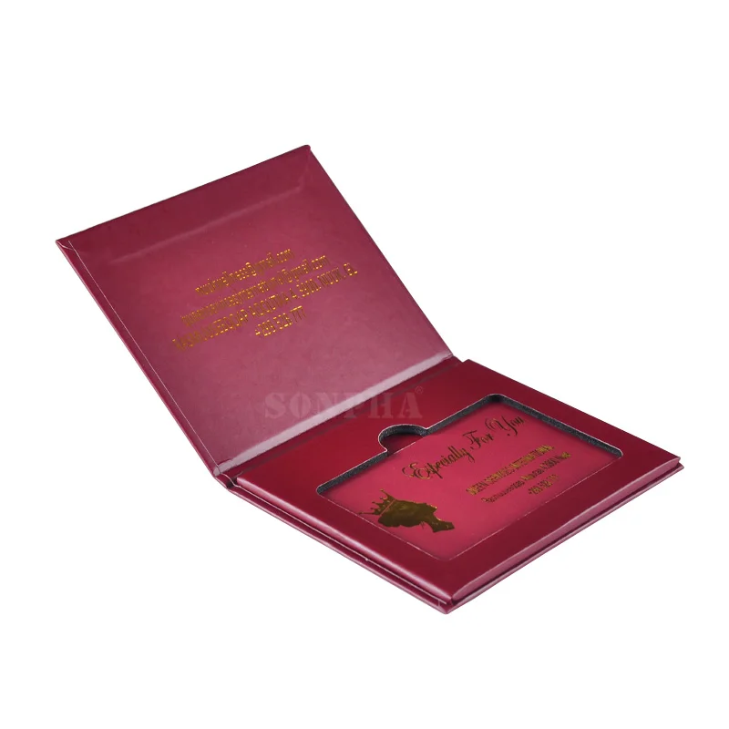 SONPHA Custom Red Greeting Business Card Boxes Vip Credit Card Packaging Gift Box for Credit card