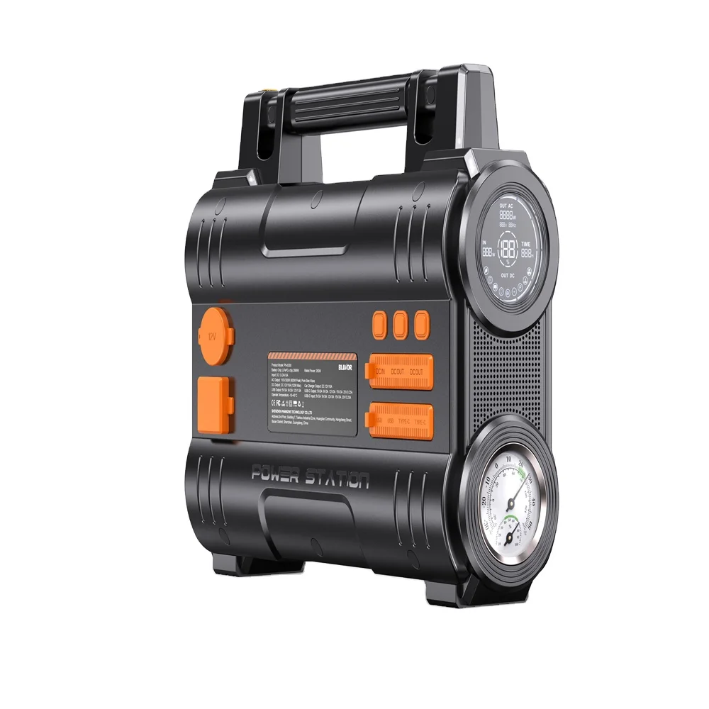 Warehouse in Stock 110V300W Portable Flashlight 300Watt With Foldable Solar Charger with USB Travel Portable Battery