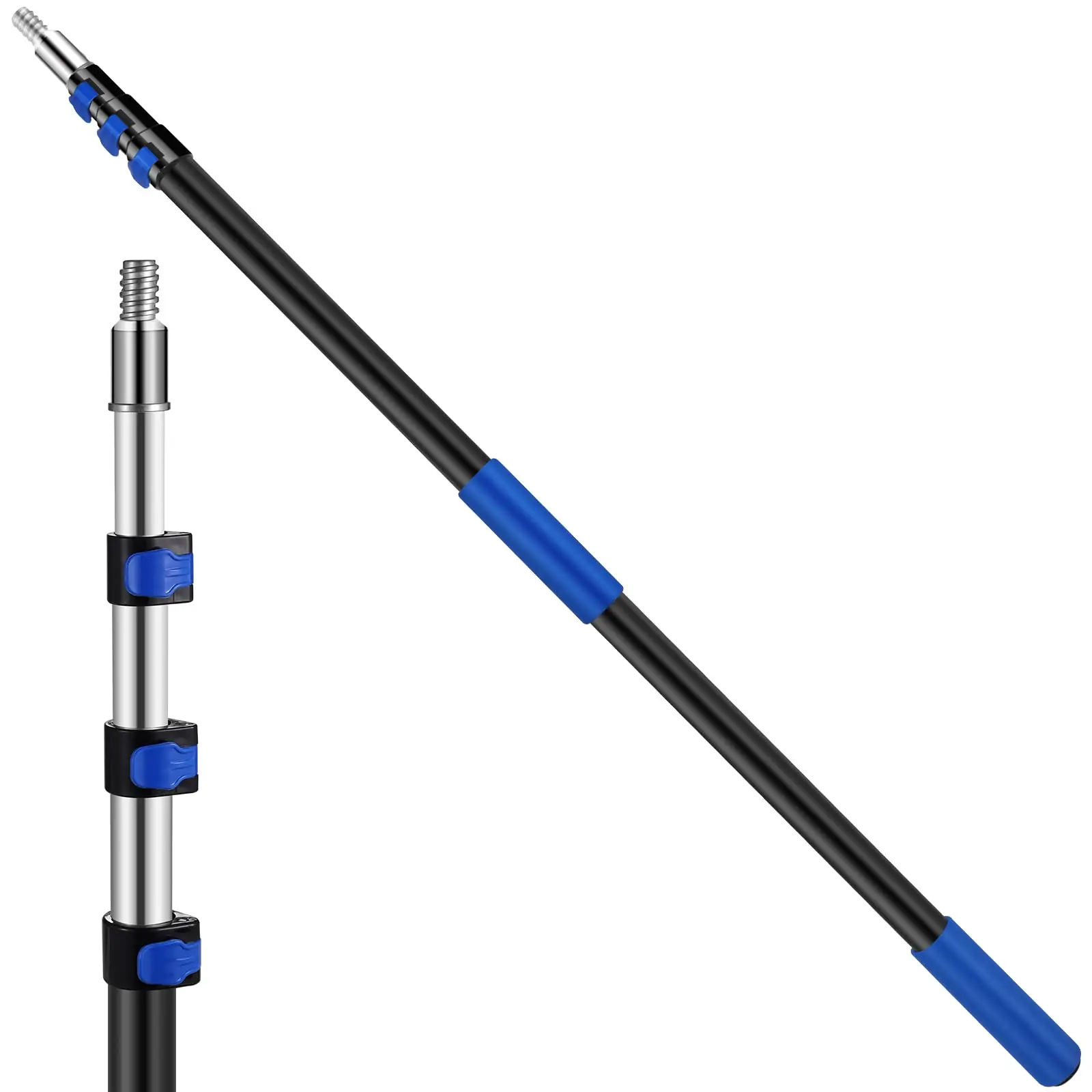 Universal Threaded Metal Tip Multi-Purpose Paint Roller Extendable Pole Lightweight Sturdy Steel Telescoping Pole for Dusting