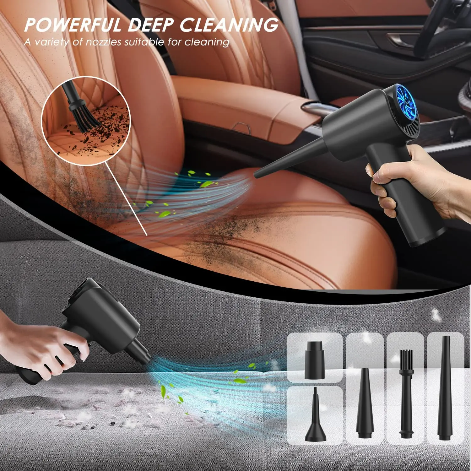 Compressed Air Duster 51000RPM 6000Mah Battery Computer Keyboard Cleaning Kit Electric Reusable Cordless No Canned Air Duster