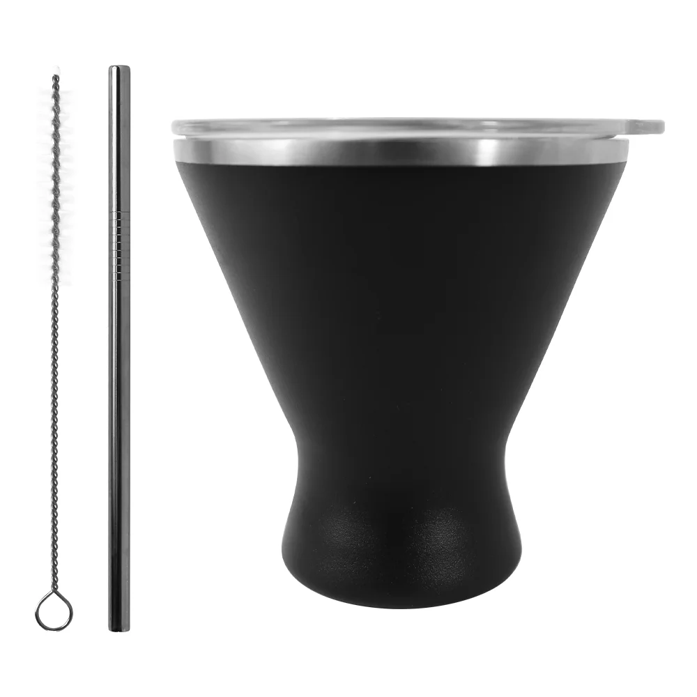 Premium Insulation 10oz Stainless Steel Martini And Margarita Cocktail Glass Tumbler With Lid And Straw No Need To Freeze
