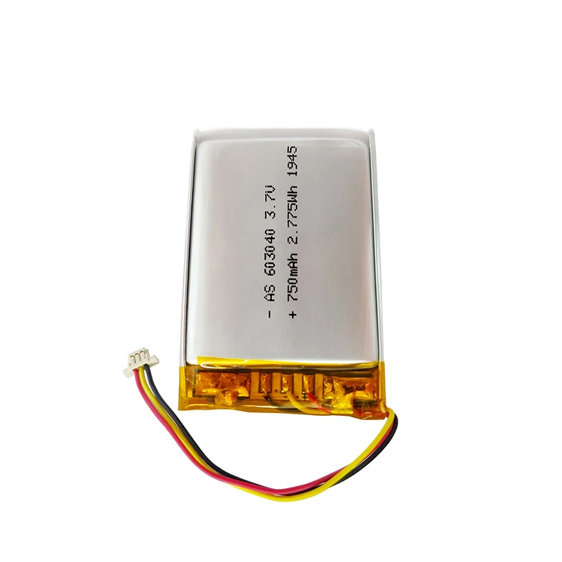Factory wholesale LiPo battery AS603040 3.7V 750mAh CCC/UL2054/CB/CE certified rechargeable battery