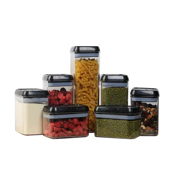 
Rectangle Airtight Food Storage Containers BPA Free Clear Plastic Kitchen Canisters for Flour Sugar and Cereal Labels & Marker 