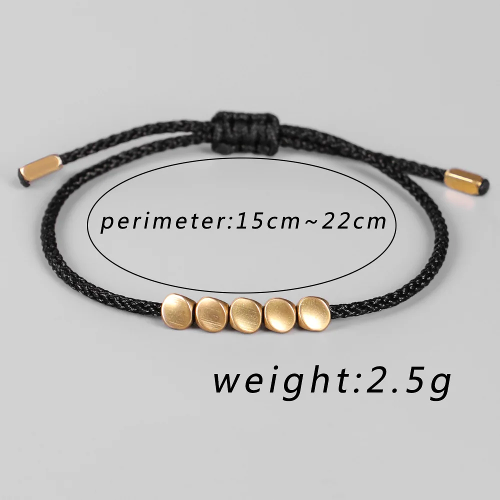 Handmade Adjustable Tibetan Beads Lucky Cord Red String Braided Rope Bracelet Irregular Copper Metal Beads Bracelet for Couple.jpg