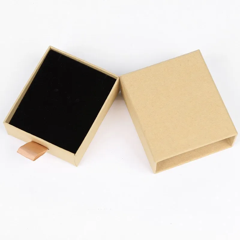 
Luxury private label small rectangle kraft paper eva foam custom Jewelry boxes for ring earring 