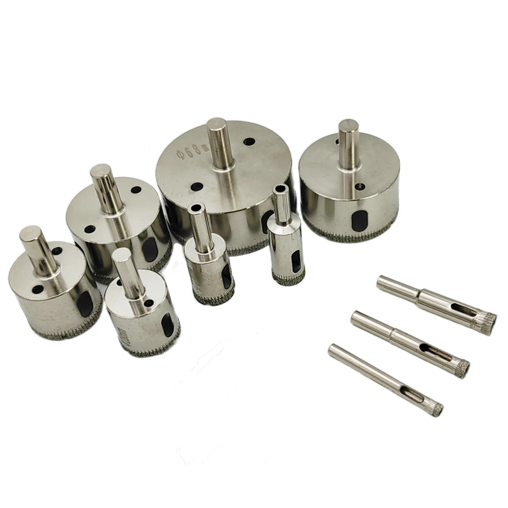 SUGETOOLS 10pcs High Quality M6 - M68 Round Shank Diamond Hole Saw Drill Bit Set for Glass Tile