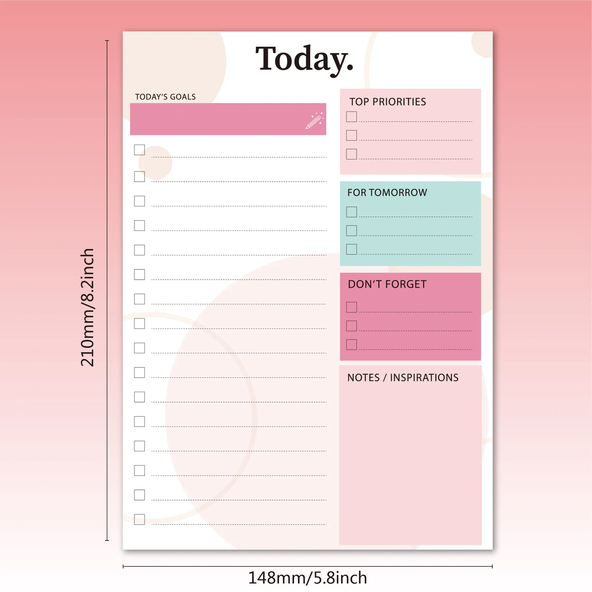 Hot Selling Daily Planner Notes Book 60 Sheets Tear Self-discipline Management Office Schedule Today Goals Notepads Memo Pads