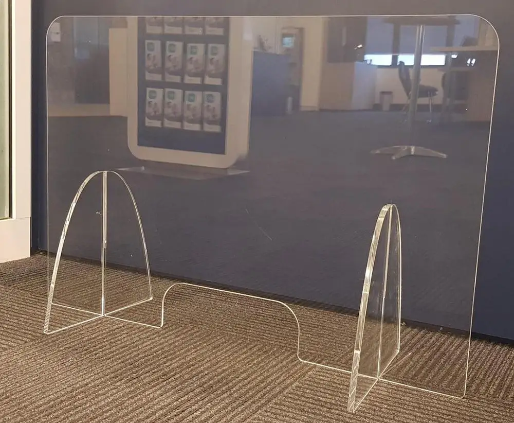Custom transparent plexiglass acrylic reception desk sneeze guards clear protection screens for service counter