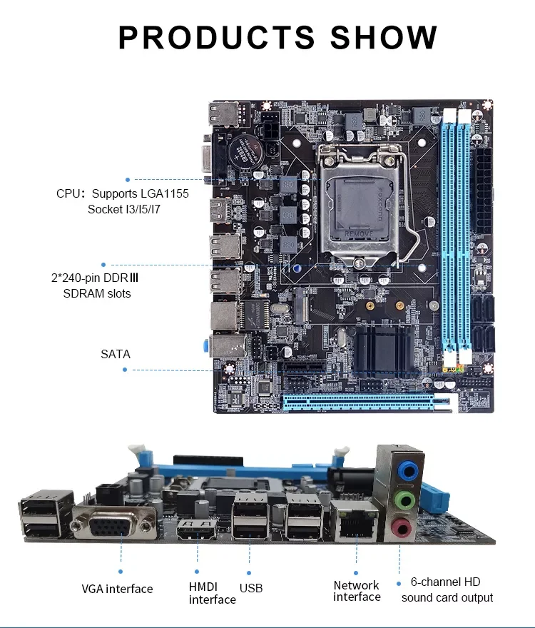 Материнская плата H61 LGA 1155 DDR3 ПАМЯТЬ 16 Гб десктопная материнская плата LGA1155 Core i3 i5 i7 CPU VGA M.2 материнская плата