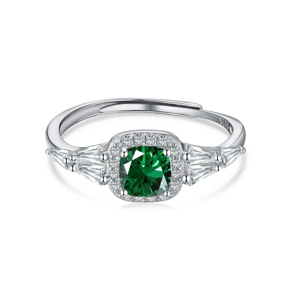 Fashion Rings 925 Silver Jewelry for Women Oval Emerald Ruby Zircon Gemstones Ornaments Finger Ring Wedding Party Gifts