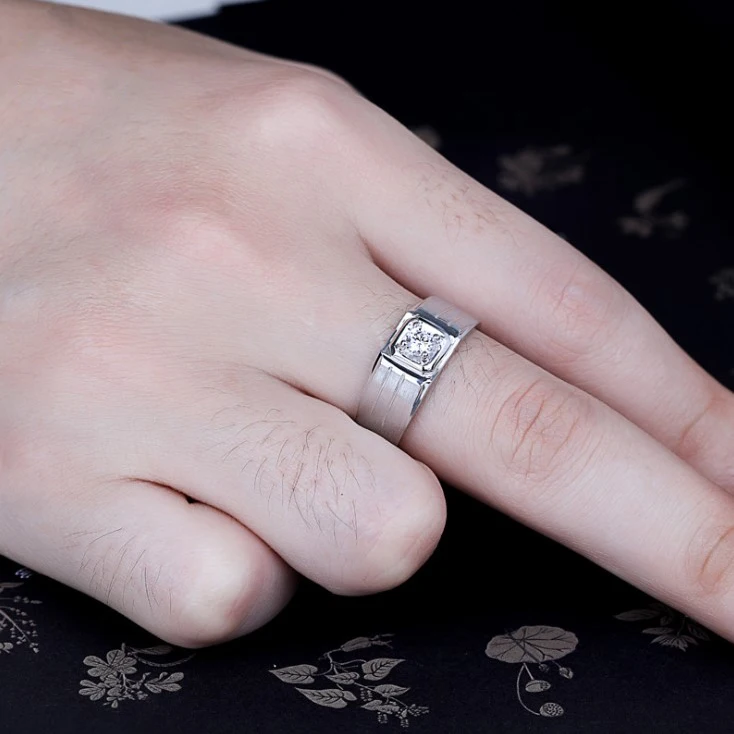 Mens Moissanite Ring PT950 Gold Filled Man Ring Soliatire Diamond Silver Ring 925 Man
