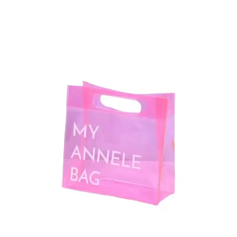 Hot Selling Custom Logo Neon PVC Tote Bags Transparent Shopping Bags Plastic Handbag