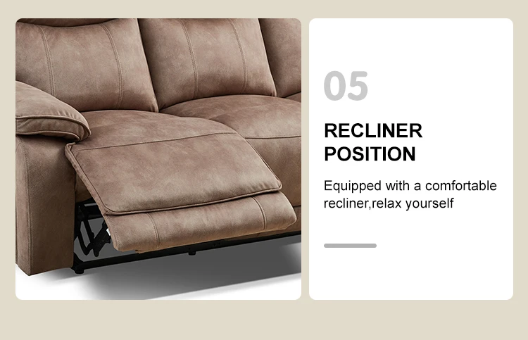 MANWAH CHEERS Factory Wholesales Italian Style Brown Full Cloth 6 Seater Section Modular Recliner Couch Living Room Sofa