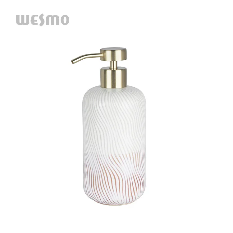 Organic Texture White Bathroom And Kitchen Accessories Hand Sanitizer Dispenser With Stripes