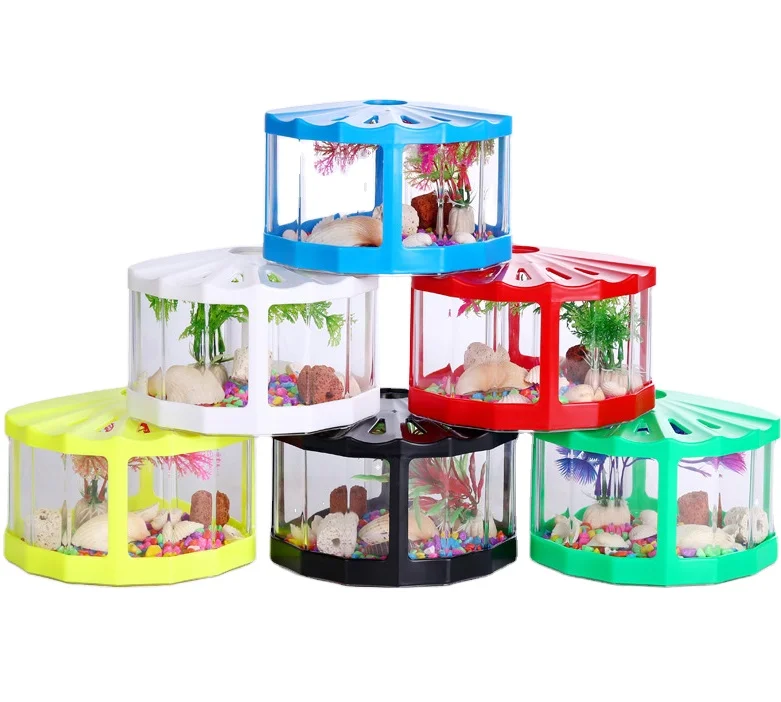 Scalloped Mini Small Jellyfish Fighting Fish Pet Box Insect Box High Transparent Plastic Fish Tanks