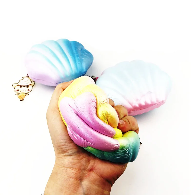 
Wholesale PU memory foam squishy shell shaped anti stress release squeeze toy ball for kids. 