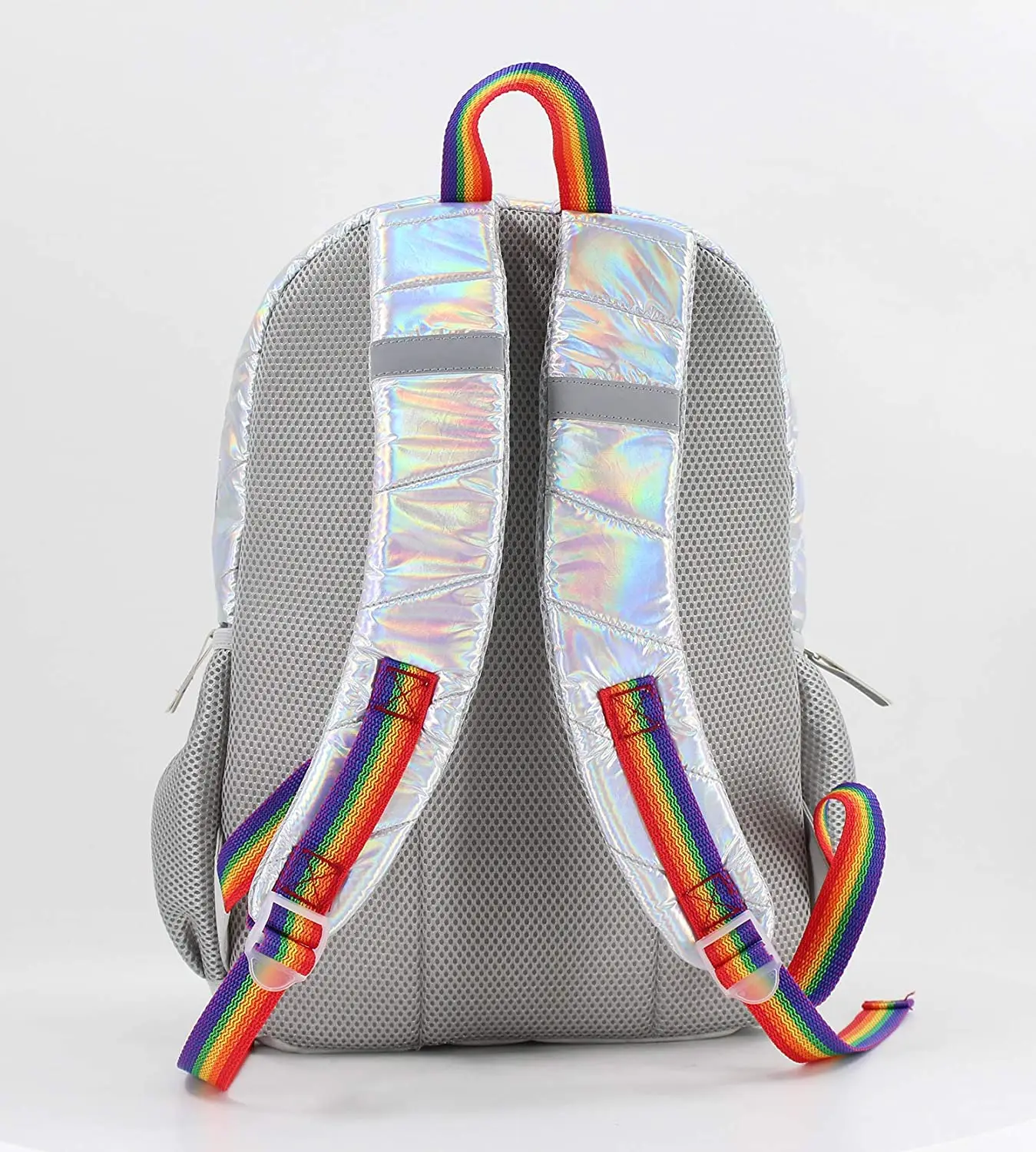 OEM High Quality Elementary School Backpack Holographic Lightweight Kids Teen School Bag Silver