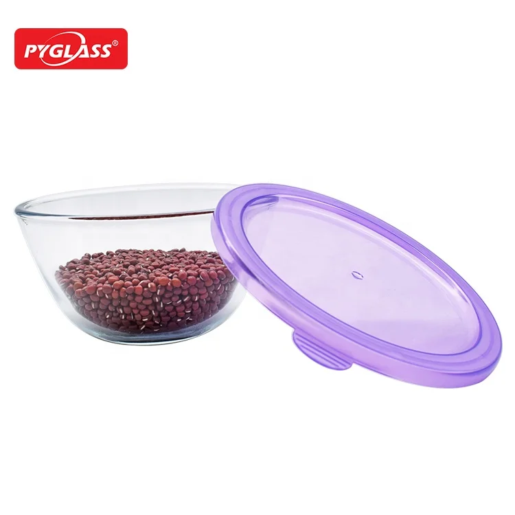 4 piece high borosilicate Kitchen & Tabletop dinnerware glass salad bowl set with PP lid