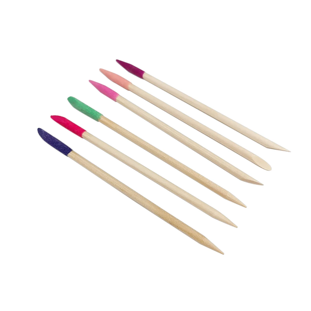 Customized Orange Manicure Sticks Double Ended Wooden Sticks For Nail