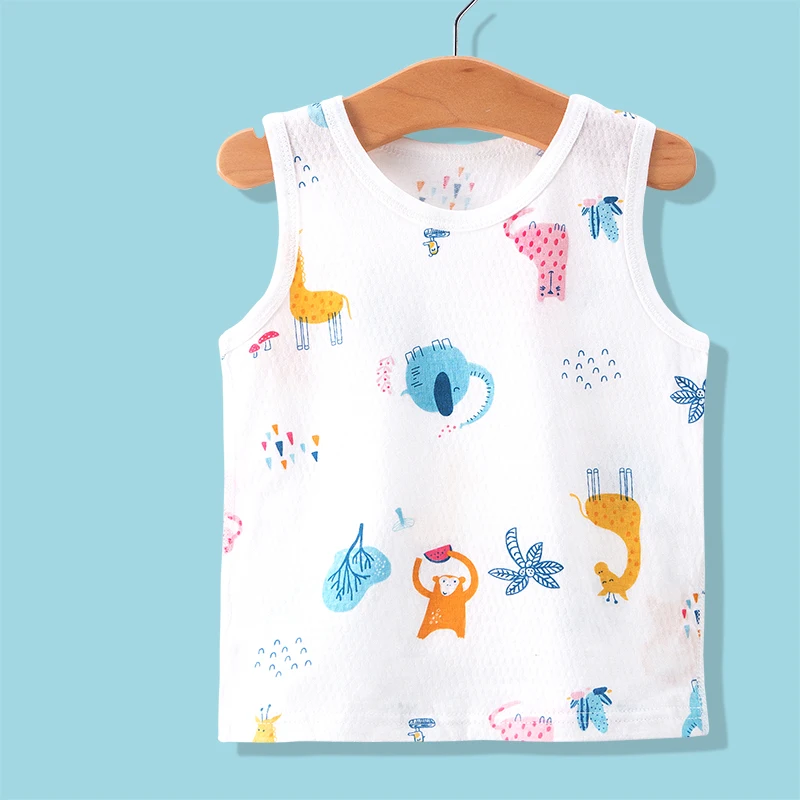
one piece summer thin section 100% cotton infant knit vest for baby boys girls round neck vest outer wear 