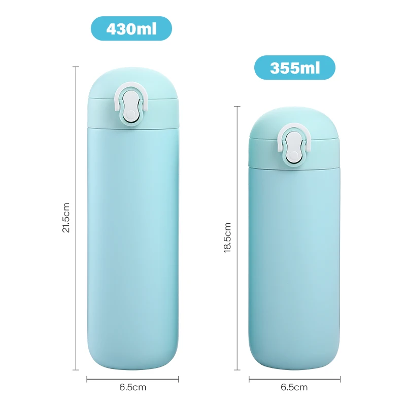 Capsule Shaped Kids Vacuum Insulated Water Bottle 430ml Kids Stainless Steel Cute Capsule Water Bottles With Lock Lid
