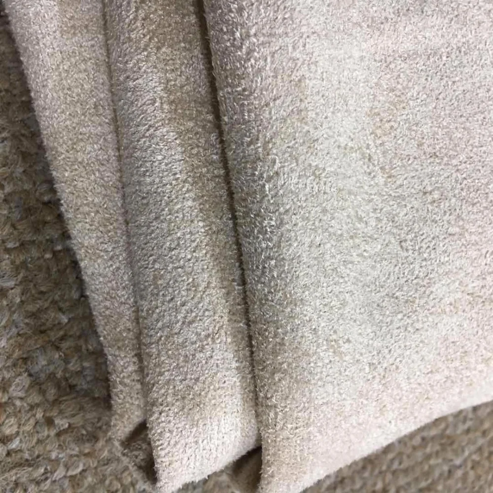 Stretch suede fabrics are suitable for clothing coats and polyester fabrics for household items