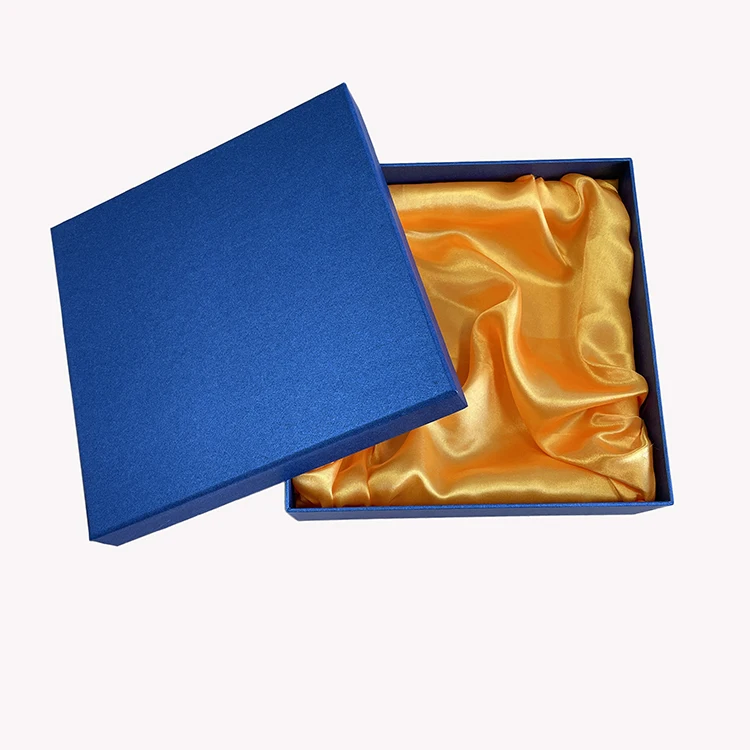 Wholesale Rigid Blue Wine Glasses Cardboard Boxes Custom Logo Paper Gift Box Packaging Gift Box With Satin