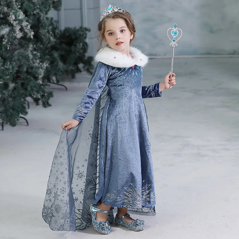 Girls Elsa Dress New Snow Queen Costumes For Kids Cosplay Dresses Princess Disfraz Carnaval Vestido De Festa Infantil Congelados