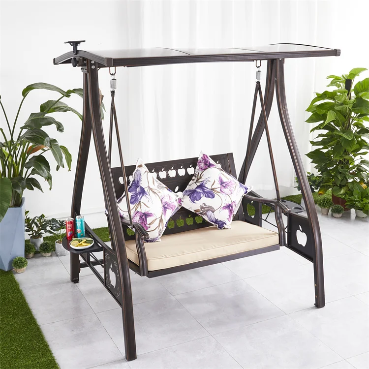 Hot Selling Leisure Aluminum Outdoor Patio 2 Seats  Swing With Padding Canopy for Courtyard Garden