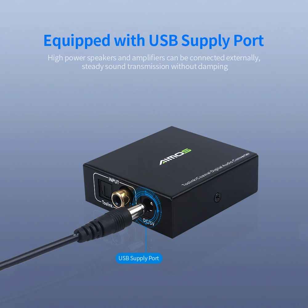 Digital Audio Switch Converter AIMOS Optical Toslink to Coaxial Adapter BI-directional Wide Compatibility for TV/DVD Player/PS4