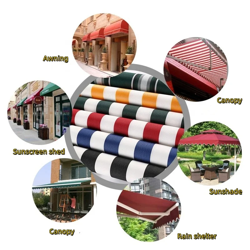 High color fastness good tearing strength acrylic polyester 450D yarn dye stripe oxford fabric for canopy awning beach umbrella