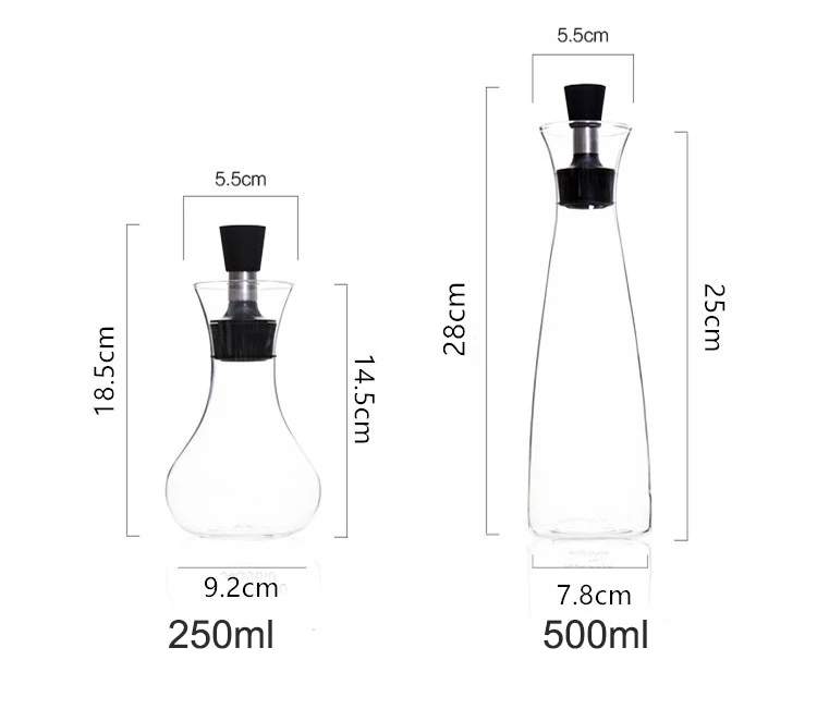 Kitchenware 260ML/500ML Transparent Glass Oil Dispenser Glass Oil and Vinegar Bottle