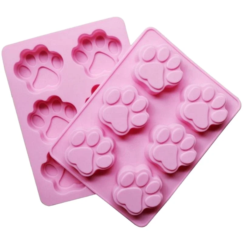 1Pc Cute Pet Cat Dog Paws Silicone Mold 6 Holes Chocolate Cake Cookie Candy Mould DIY Baking Mold Handmade Soap Molds