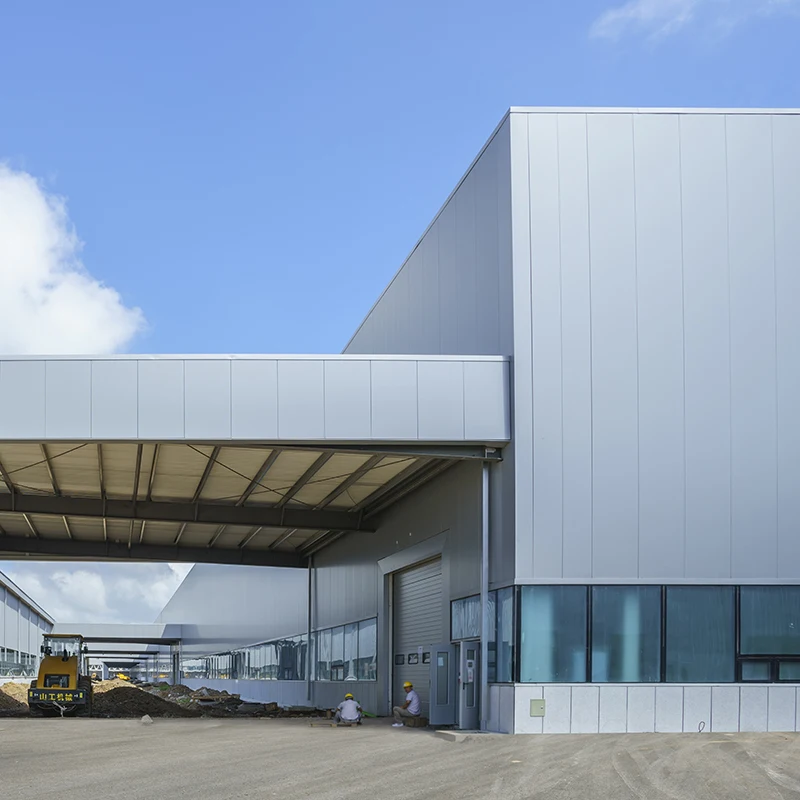 Prefabricated steel structures in modern design are used as workshop building materials