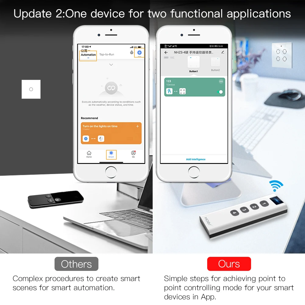 Беспроводной дистанционный переключатель Tuya Smart Life ZigBee 4 клавиши портативный хаб