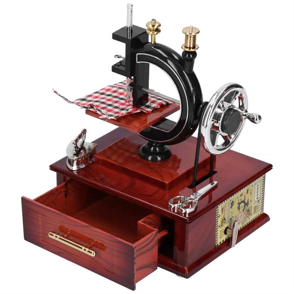 Music Box Sewing Machine Music Box European Crafts Retro Sewing Clockwork Home Crafts Decoration Creative Birthday Gift