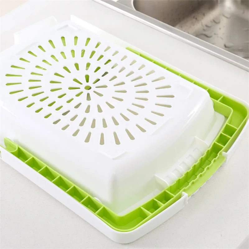 Multifunctional 3 in 1 Cutting Board Set With Colander Adjustable Chopping Block With Food Tray