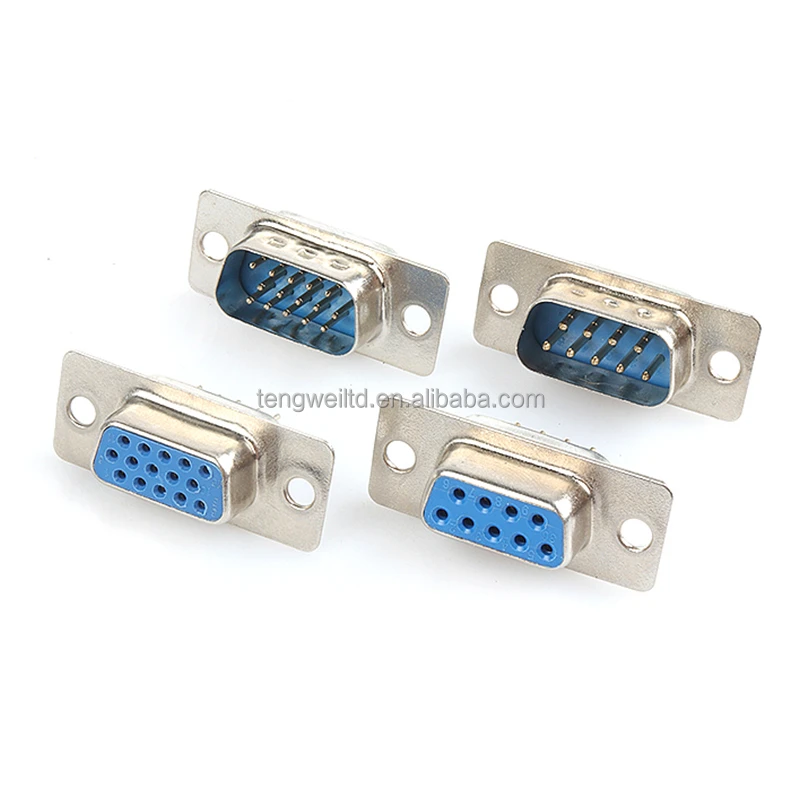 FEMALE SOLDER Connector D-Sub 15Pin 180C PCB Type Straight W/O SCREW DB15 DP15