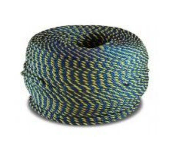 China High Wear Resistance 3 strand PP Split Film Rope Blue Yellow Mixed Twisted Telstra Rope For Australian Telstra Rope